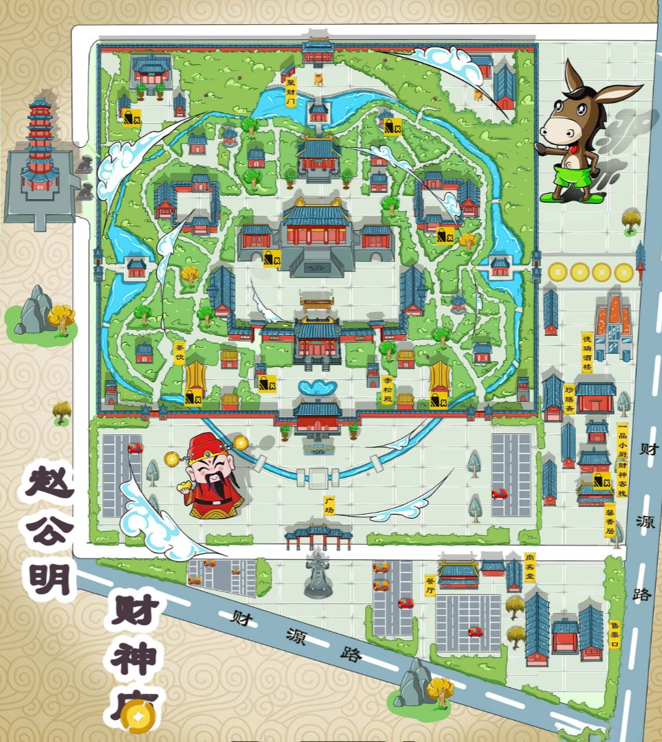 灵寿寺庙类手绘地图